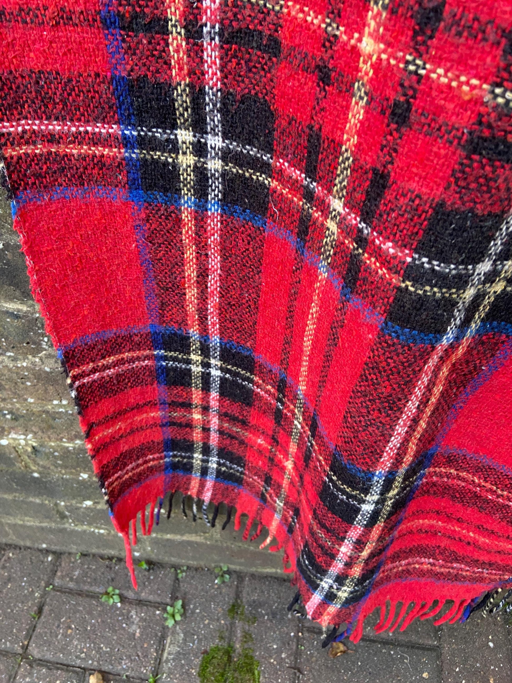 Vintage duo of woollen blankets - one large and one smller rectangular, picnic blankets picnic rugs, telly blankets