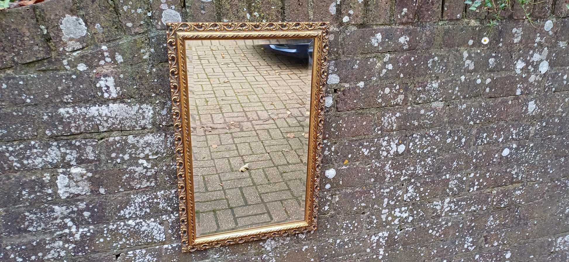 Pretty Vintage Ornate 70s Wall Mirror with Bevelled Glass – Timeless Retro Elegance