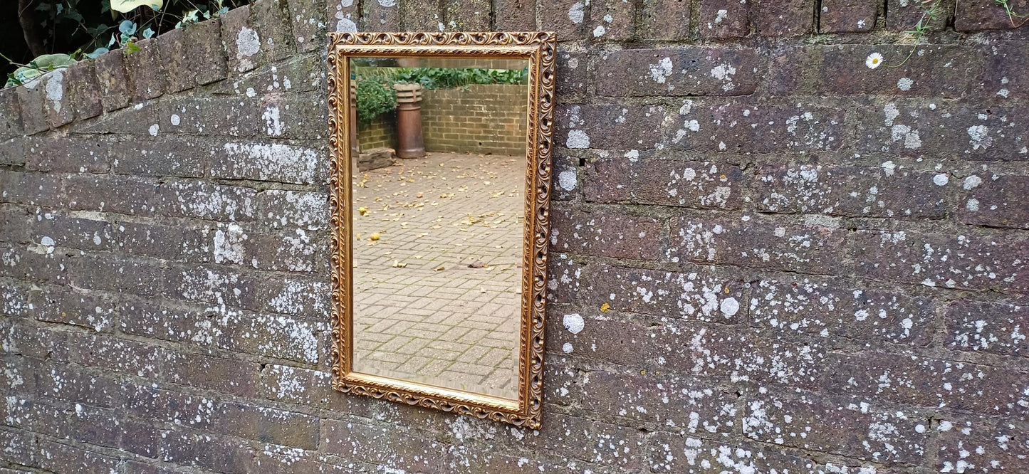 Pretty Vintage Ornate 70s Wall Mirror with Bevelled Glass – Timeless Retro Elegance