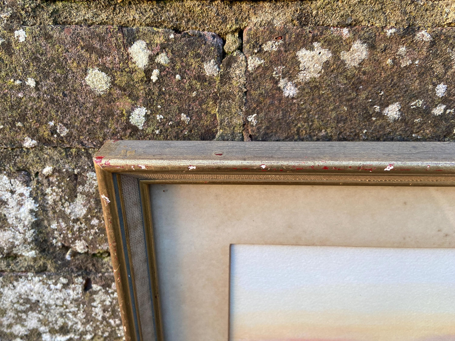 Original Joan Hadfield water colour of Sunrise at Cos 1958, mid century framed original painting