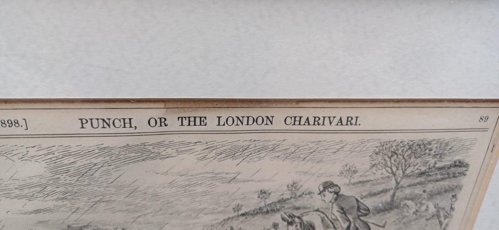 Wonderful Framed Antique Punch Fox Hunting Cartoon Fox Hunting ‘Cold Comfort’ Man Falling Off His Horse.c1898