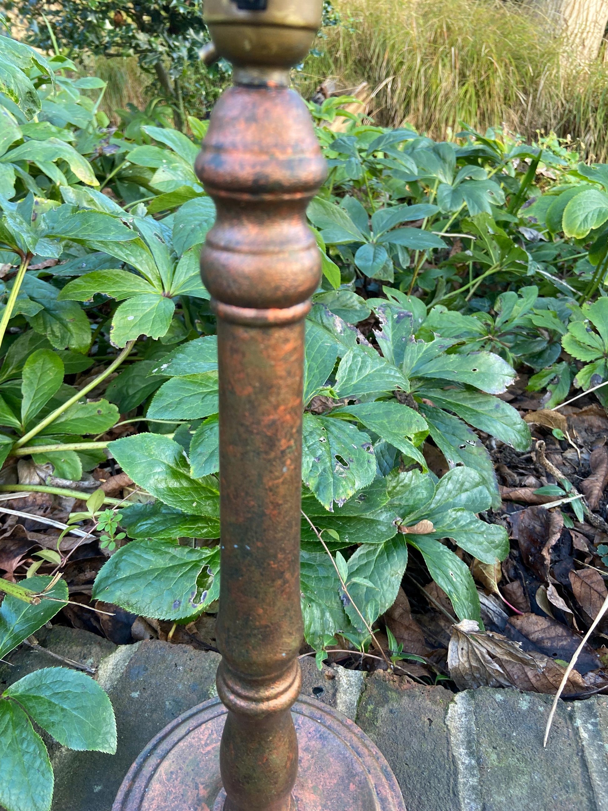 Retro Wooden Metallic Effect Painted Candlestick Lamp Base - 42cm tall
