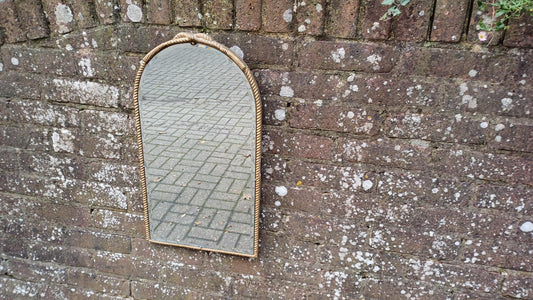 Unusual Vintage Retro Gold Gilt Arch Top Decorative Wall Mirror.