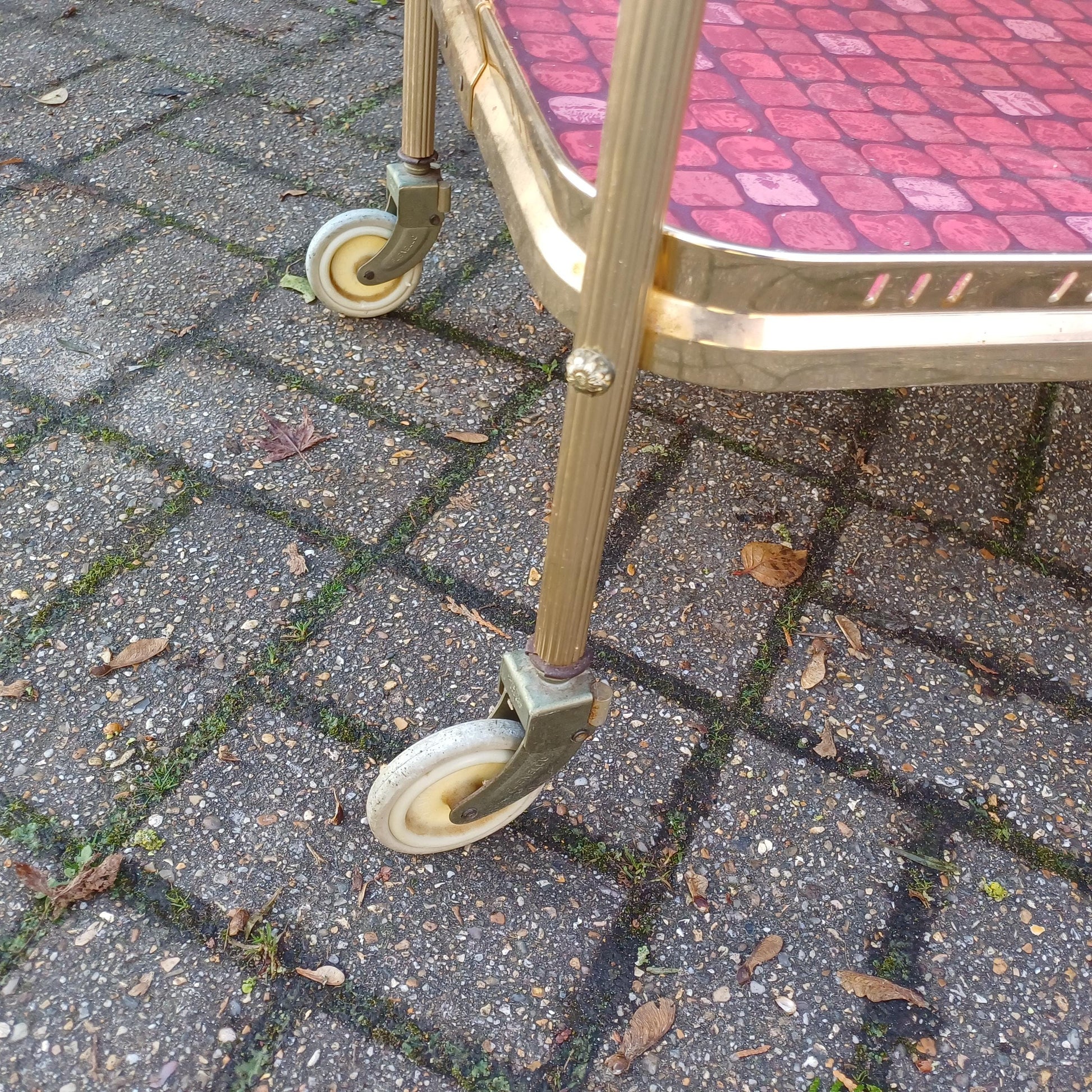 Total Classic 70S Chic Drinks Trolley a Rare Good Quality One Tile Effect Gold with Bottle Compartments FREE HAND Delivery