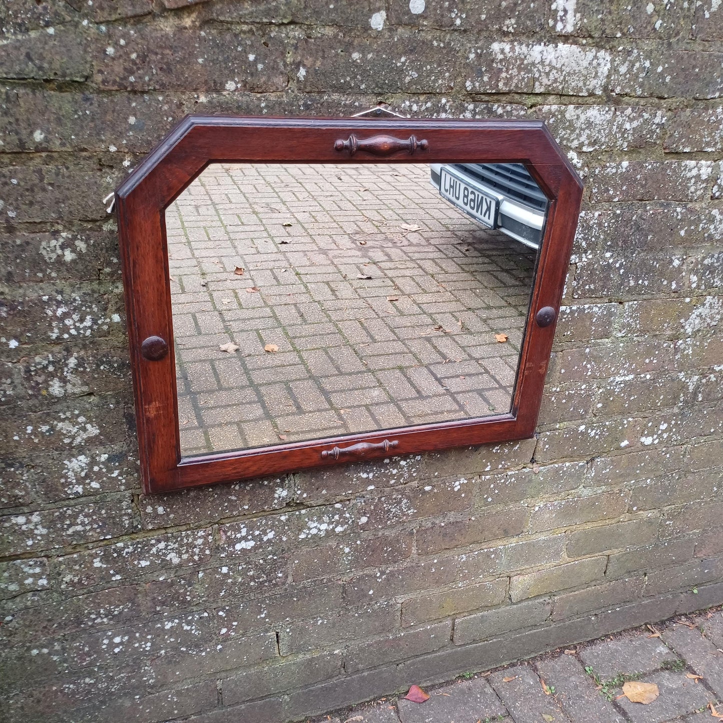 Classic Solid Oak 1920s Decorative Wall Mirror Vintage Chic