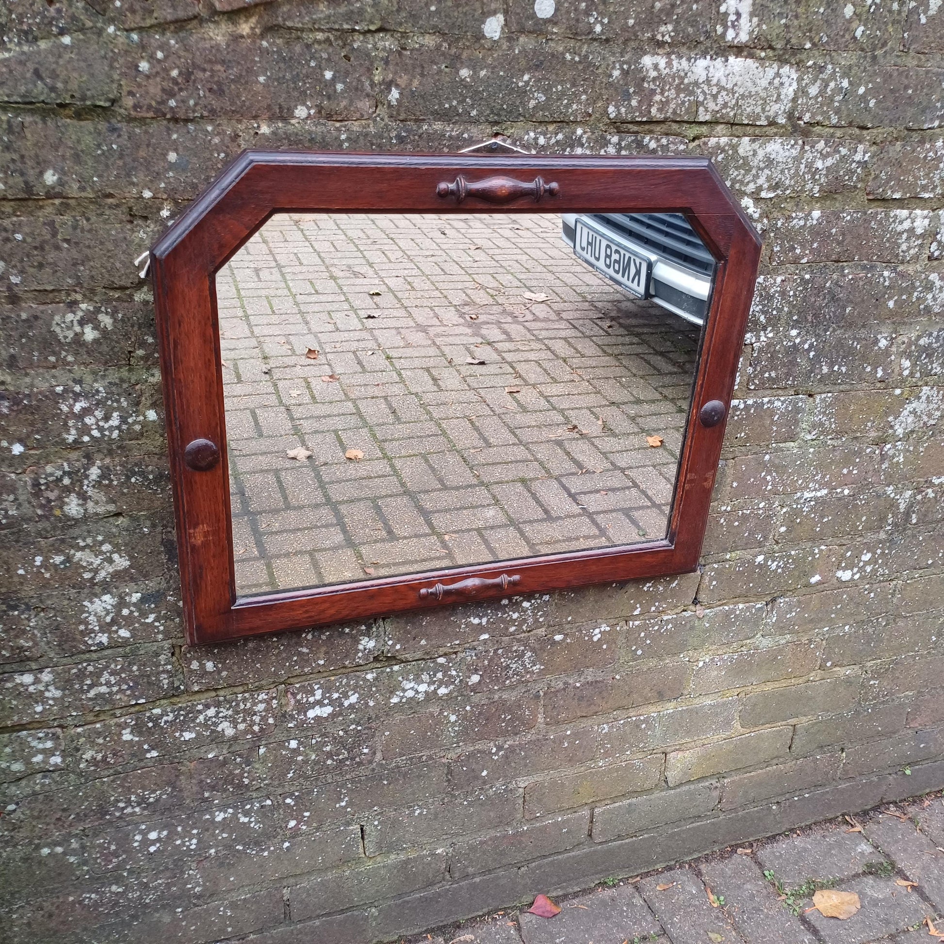 Classic Solid Oak 1920s Decorative Wall Mirror Vintage Chic