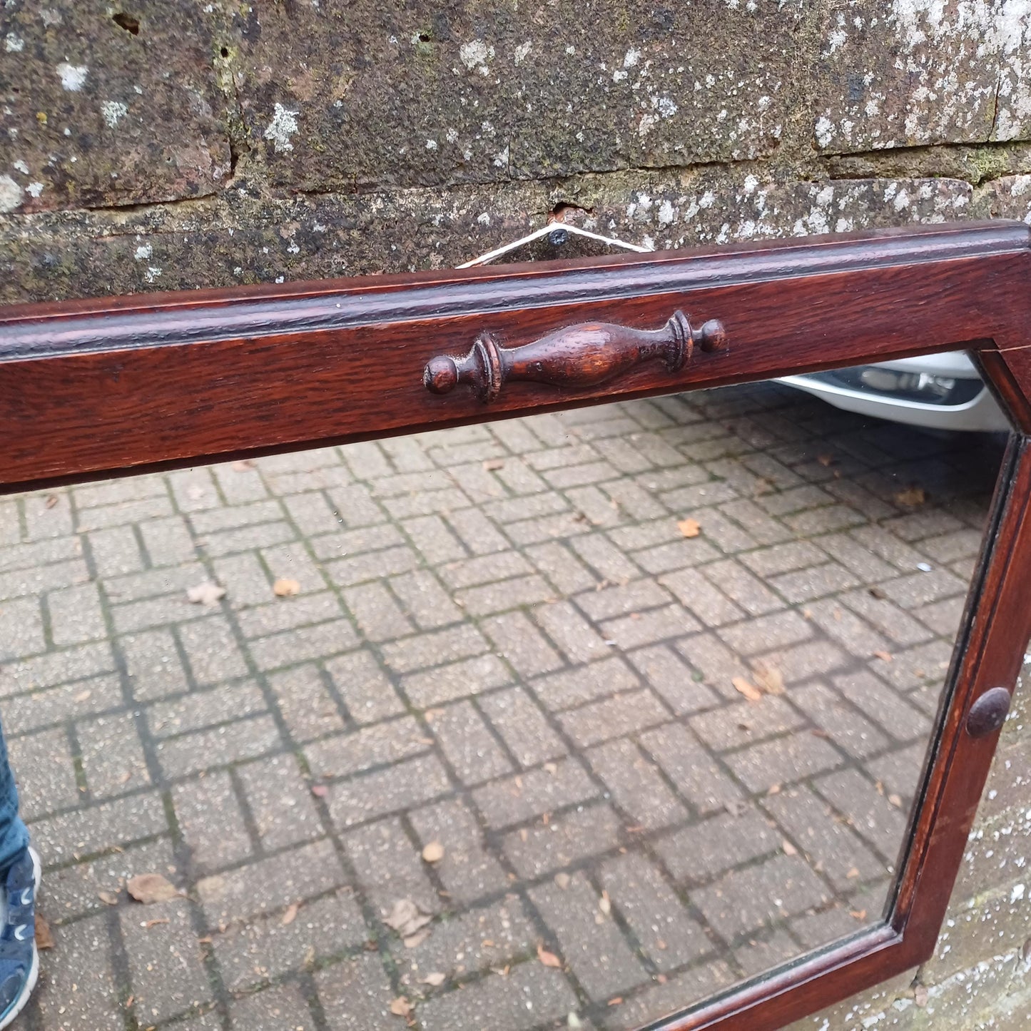Classic Solid Oak 1920s Decorative Wall Mirror Vintage Chic