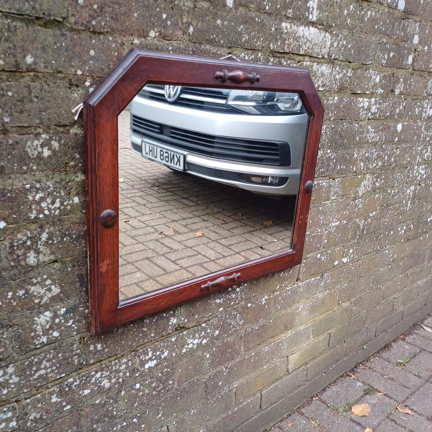 Classic Solid Oak 1920s Decorative Wall Mirror Vintage Chic