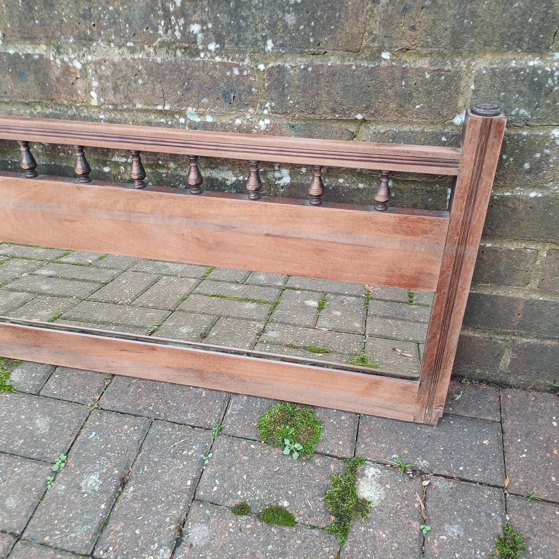 Vintage Stripped Mahogany Antique Victorian Over-Mantel or Wall Mirror with Finials