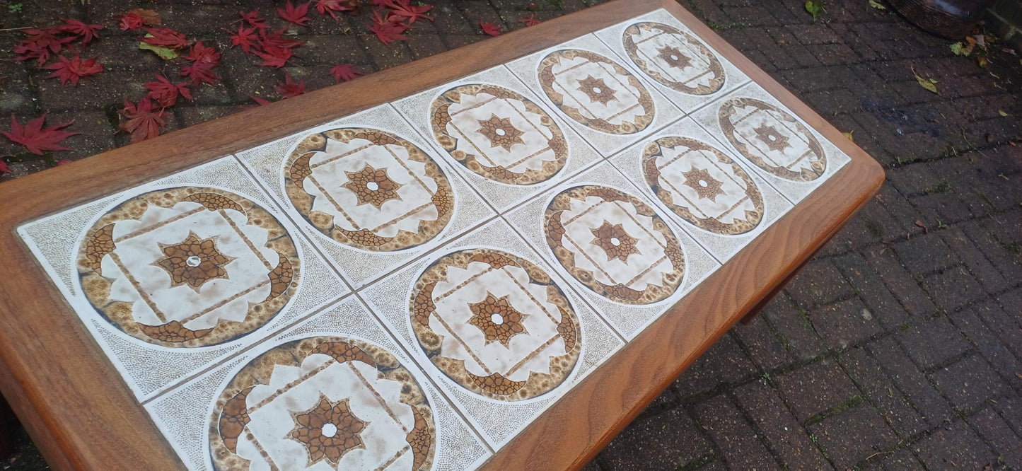 Large 10-Tile Vintage Retro Danish 70s Teak Coffee Table – VGC, Robust and Stylish FREE HAND delivery