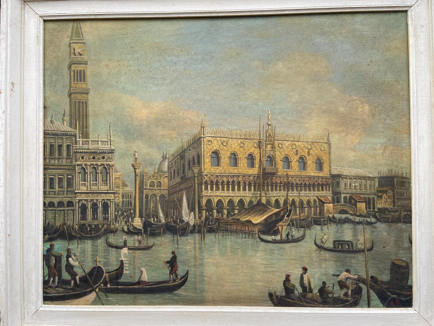 Canaletto Retro oil painting copy, framed, Veduta del Palazzo Ducale di Venezia very good copy (59cm x 49cm)