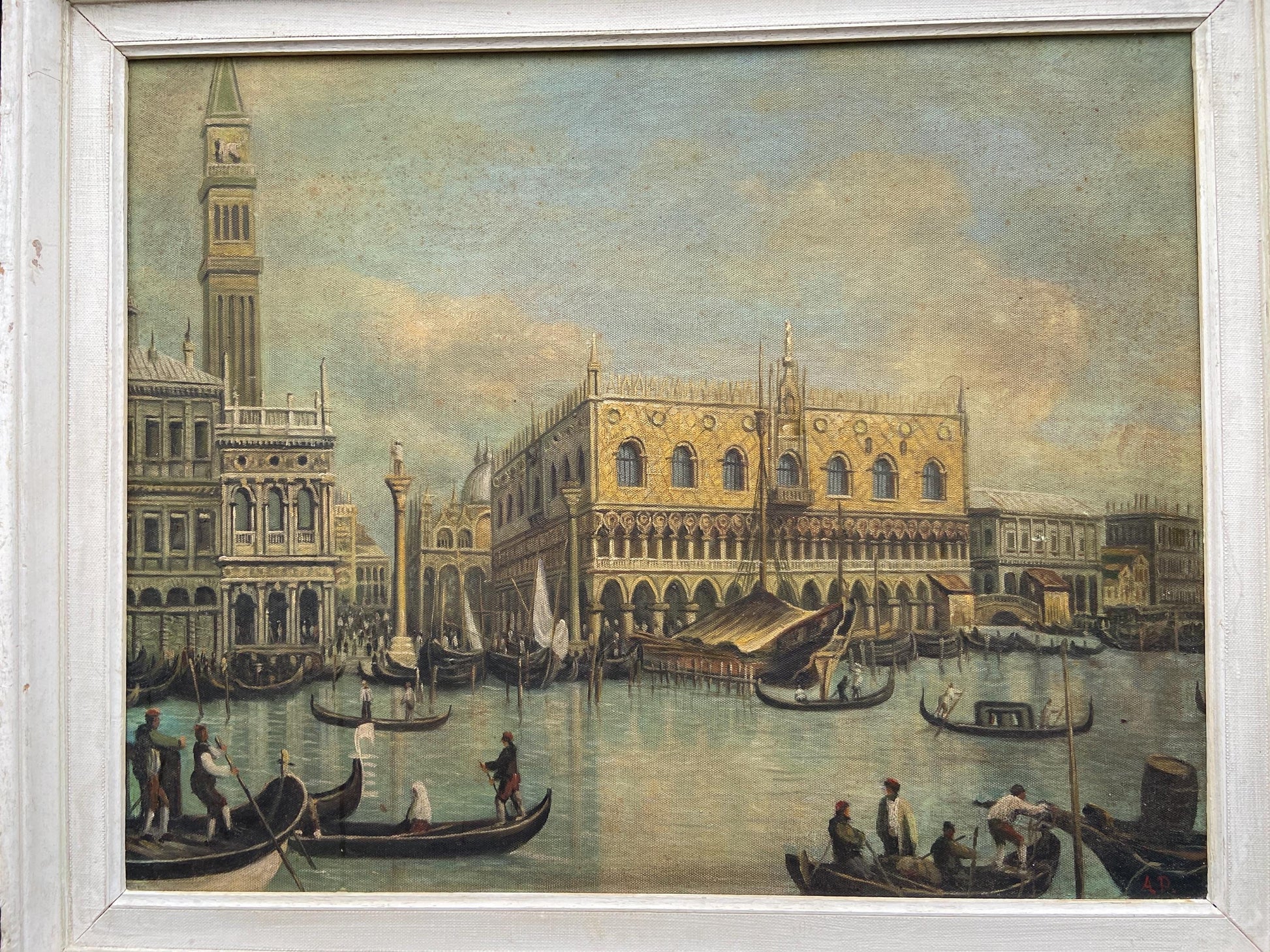 Canaletto Retro oil painting copy, framed, Veduta del Palazzo Ducale di Venezia very good copy (59cm x 49cm)