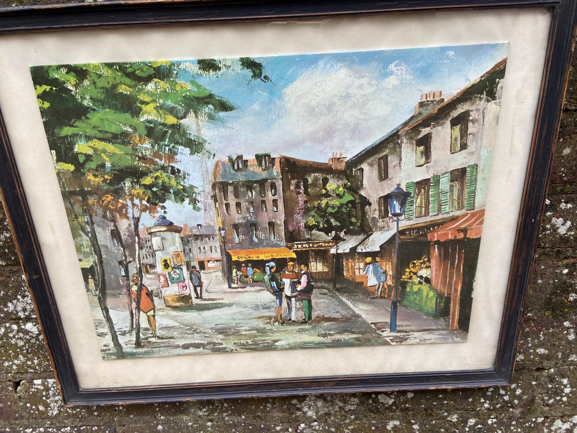 Retro Classic Parisian Street Scene, Max Moreau - retro print on board in vintage frame