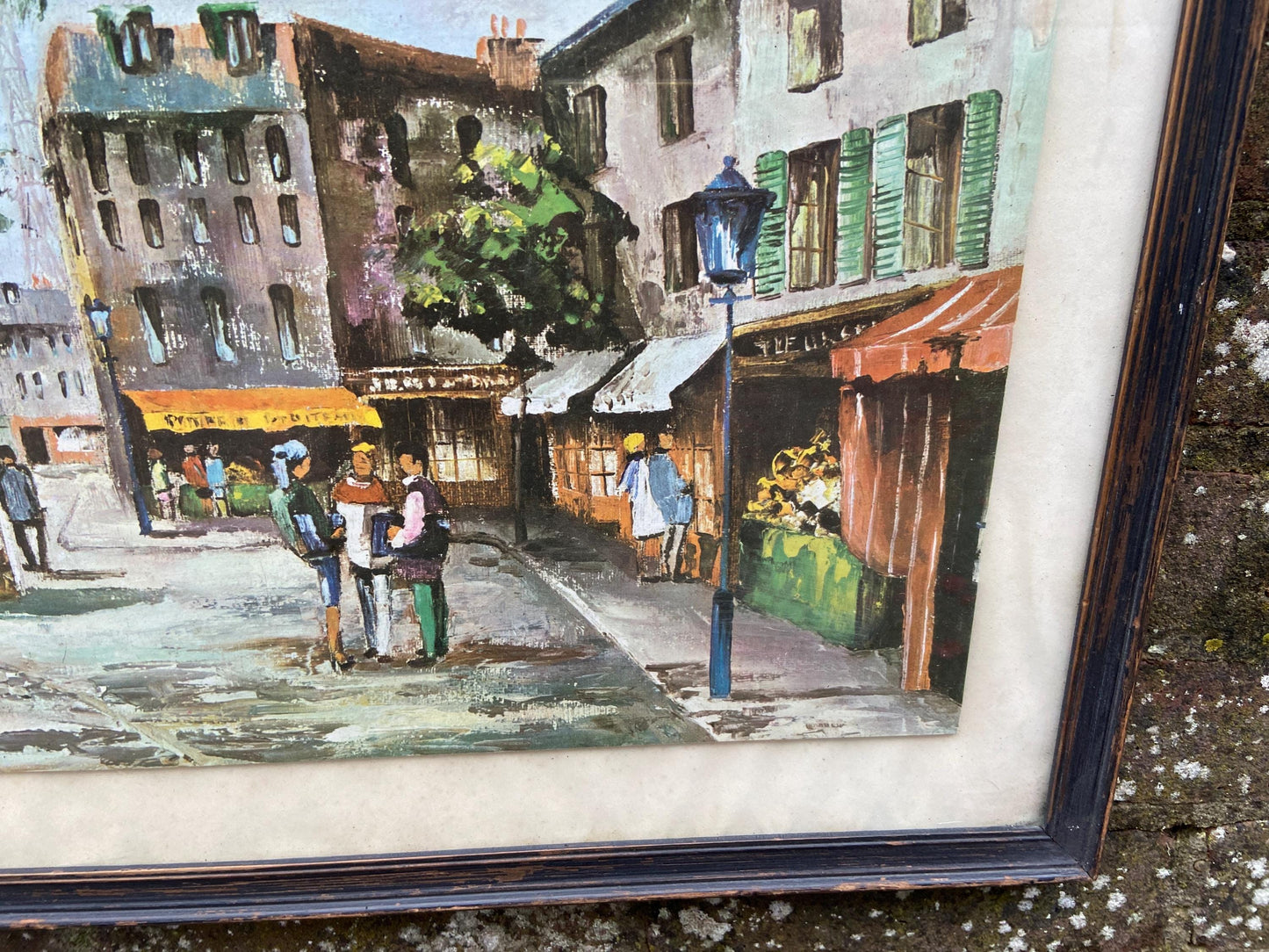 Retro Classic Parisian Street Scene, Max Moreau - retro print on board in vintage frame