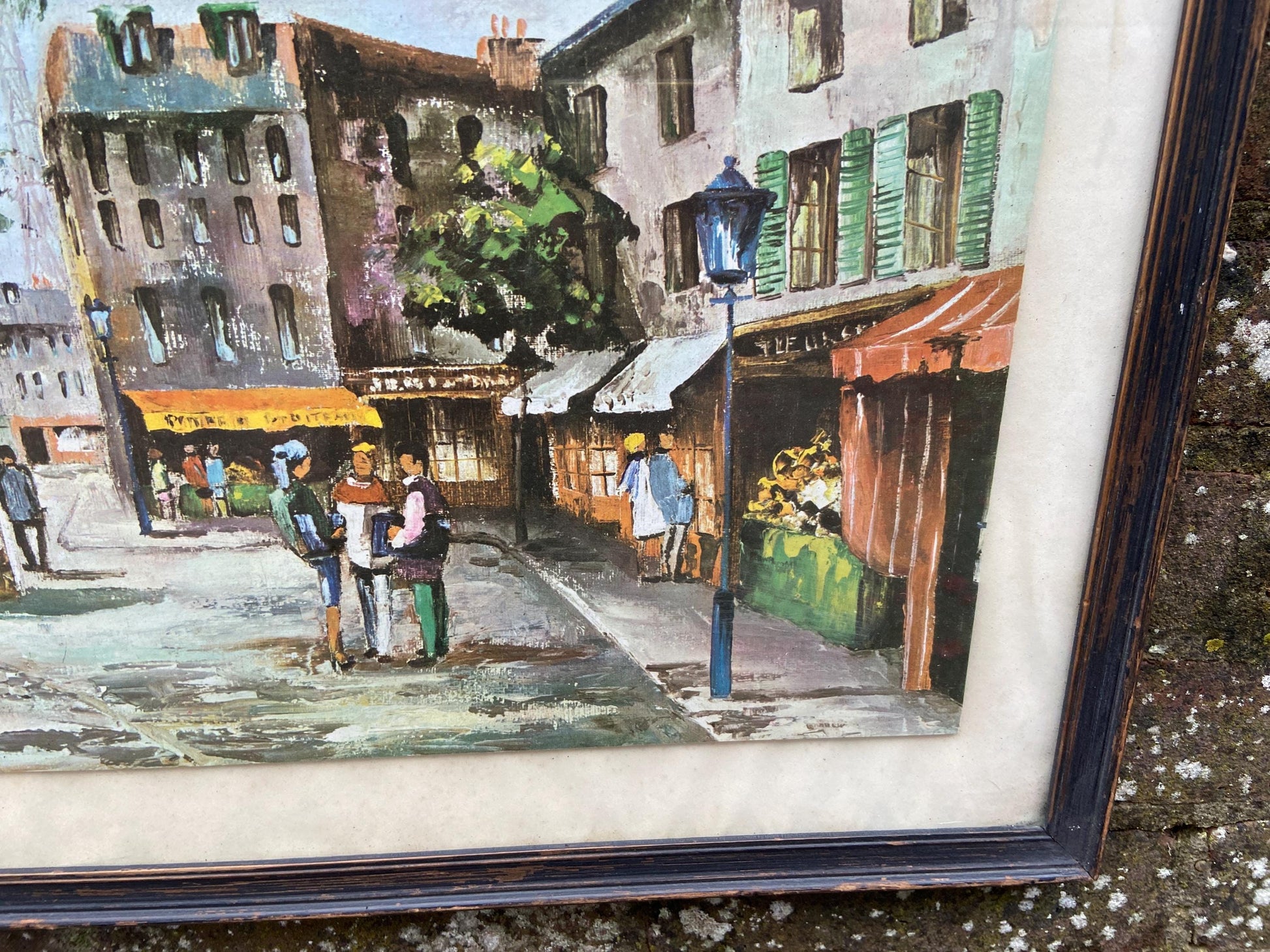 Retro Classic Parisian Street Scene, Max Moreau - retro print on board in vintage frame