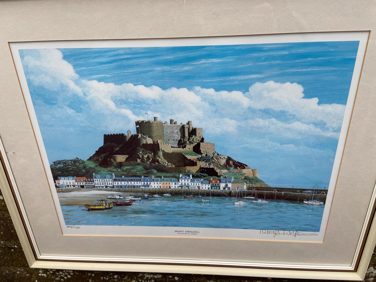 Limited Edition Signed Print (89/1150) of Mont Orgueil, Pride of Jersey, water colour by Robert John Wolfenden 1997 (66.5cm x 52.5cm)