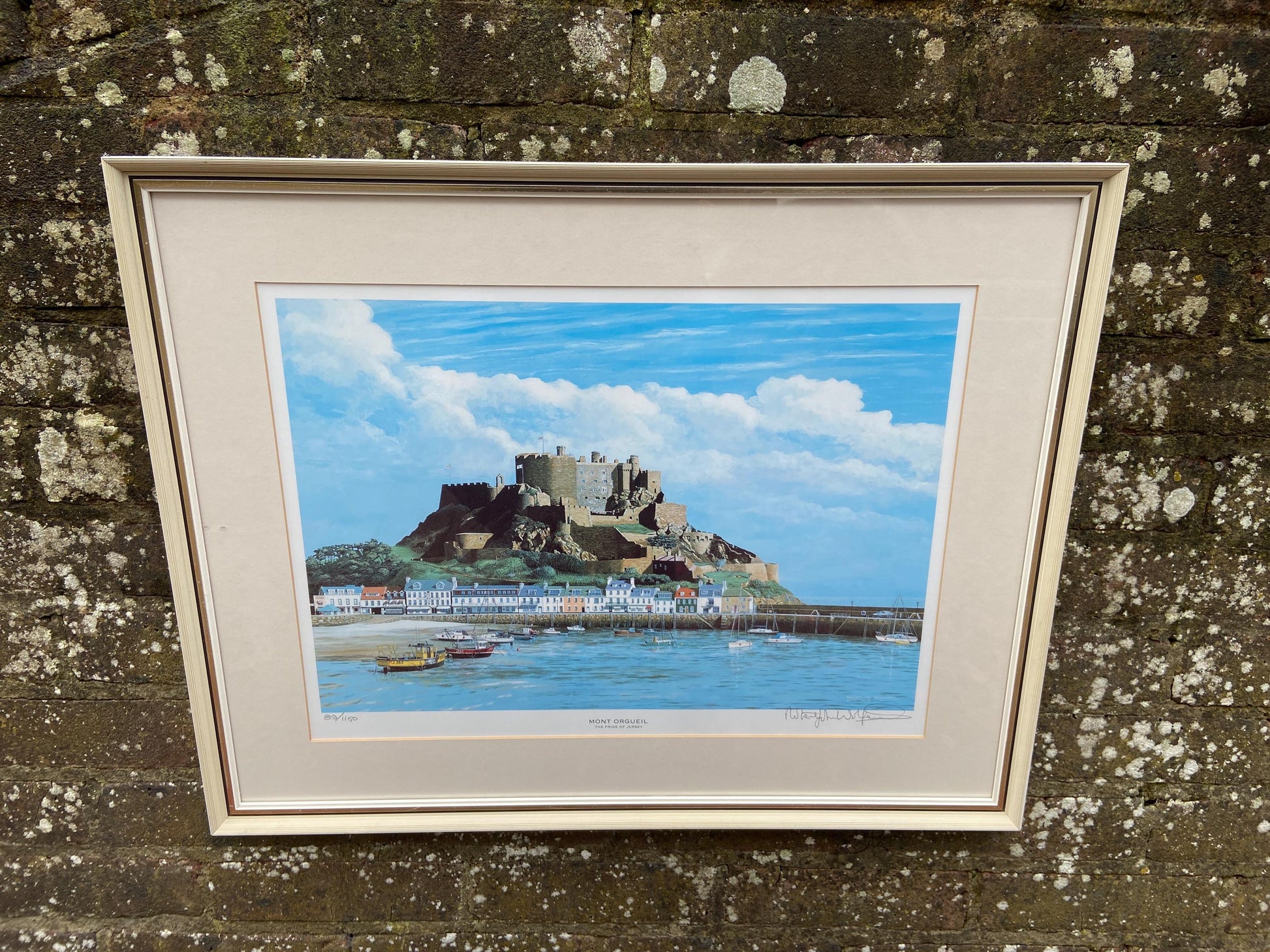 Limited Edition Signed Print (89/1150) of Mont Orgueil, Pride of Jersey, water colour by Robert John Wolfenden 1997 (66.5cm x 52.5cm)
