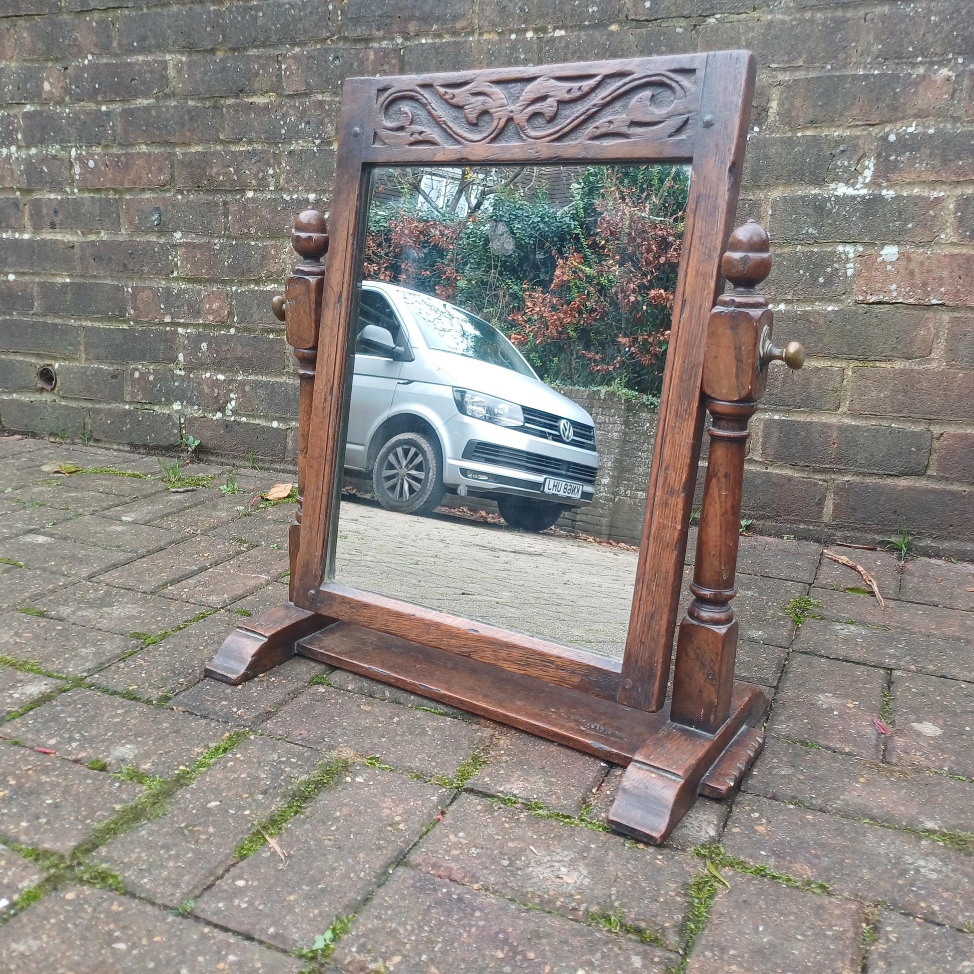 Quality Vintage Antique Victorian Solid Oak Decorative Dressing Table Mirror