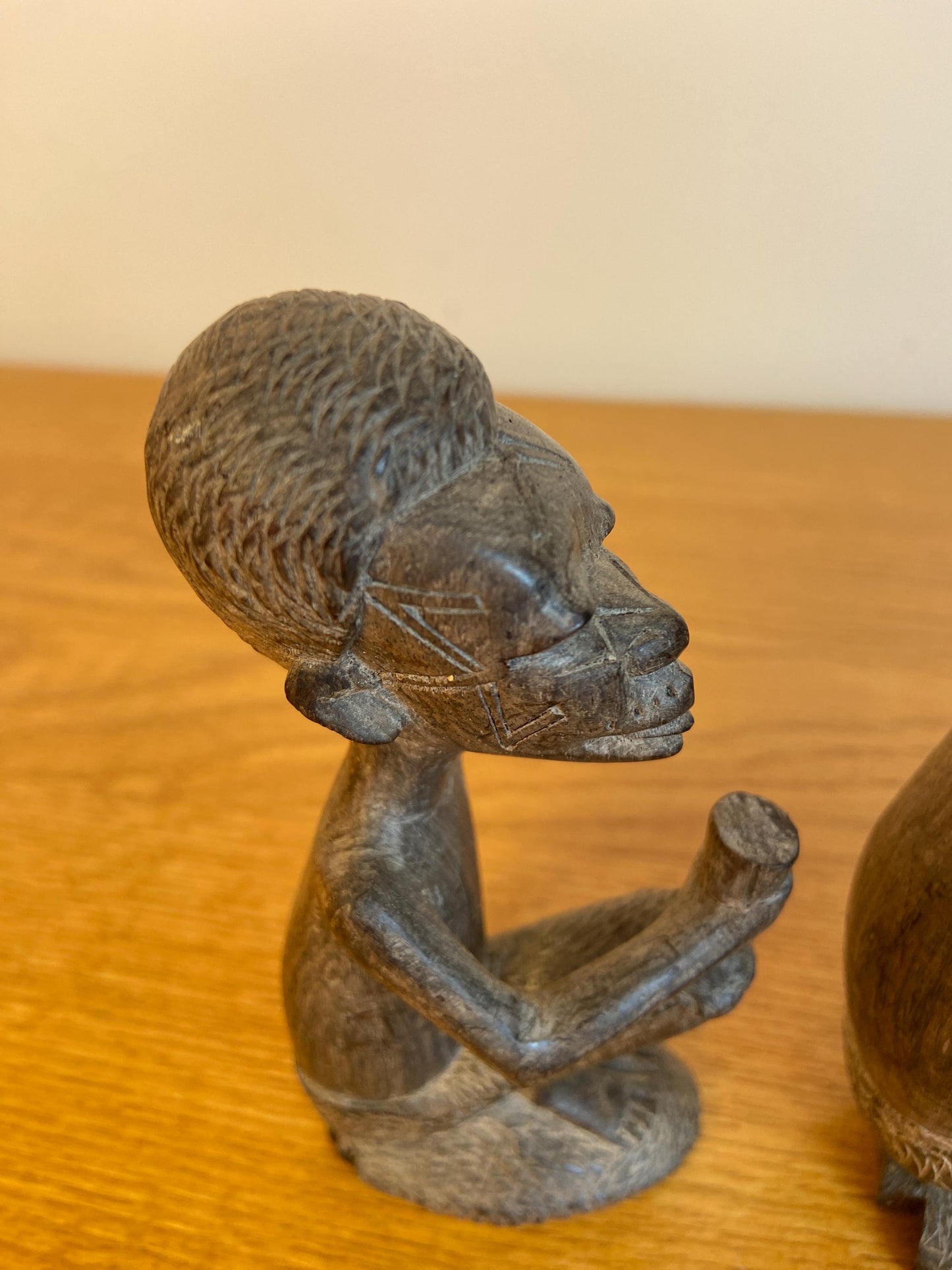 Three wonderful African carved wooden figurines, Traditional style Three Men carved out of wood