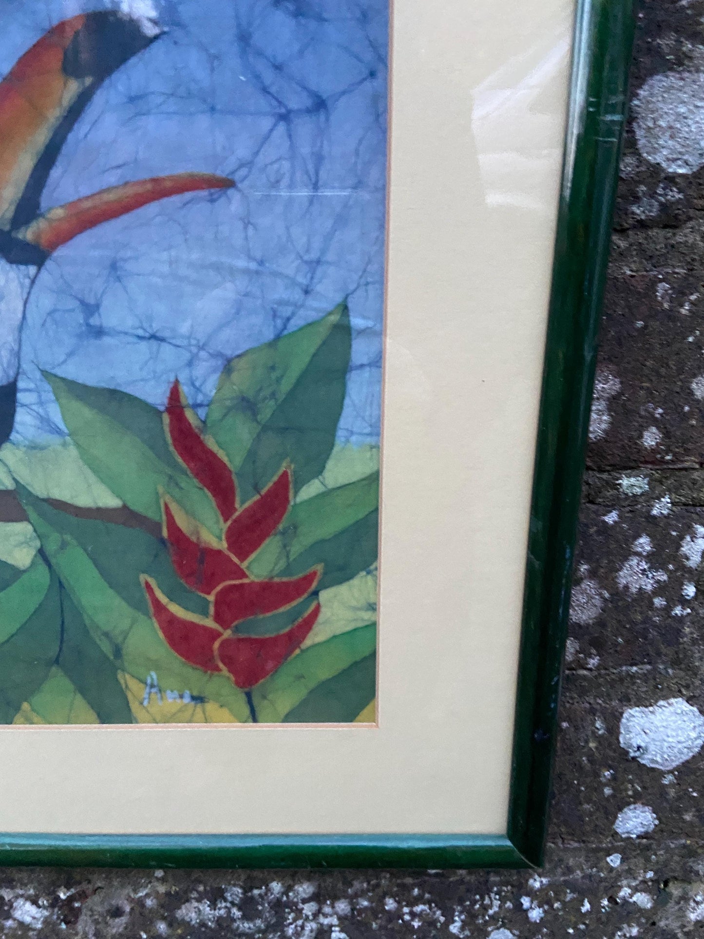 Vintage Batik Painting of a Toucan, in a glazed frame – Paradise Colours