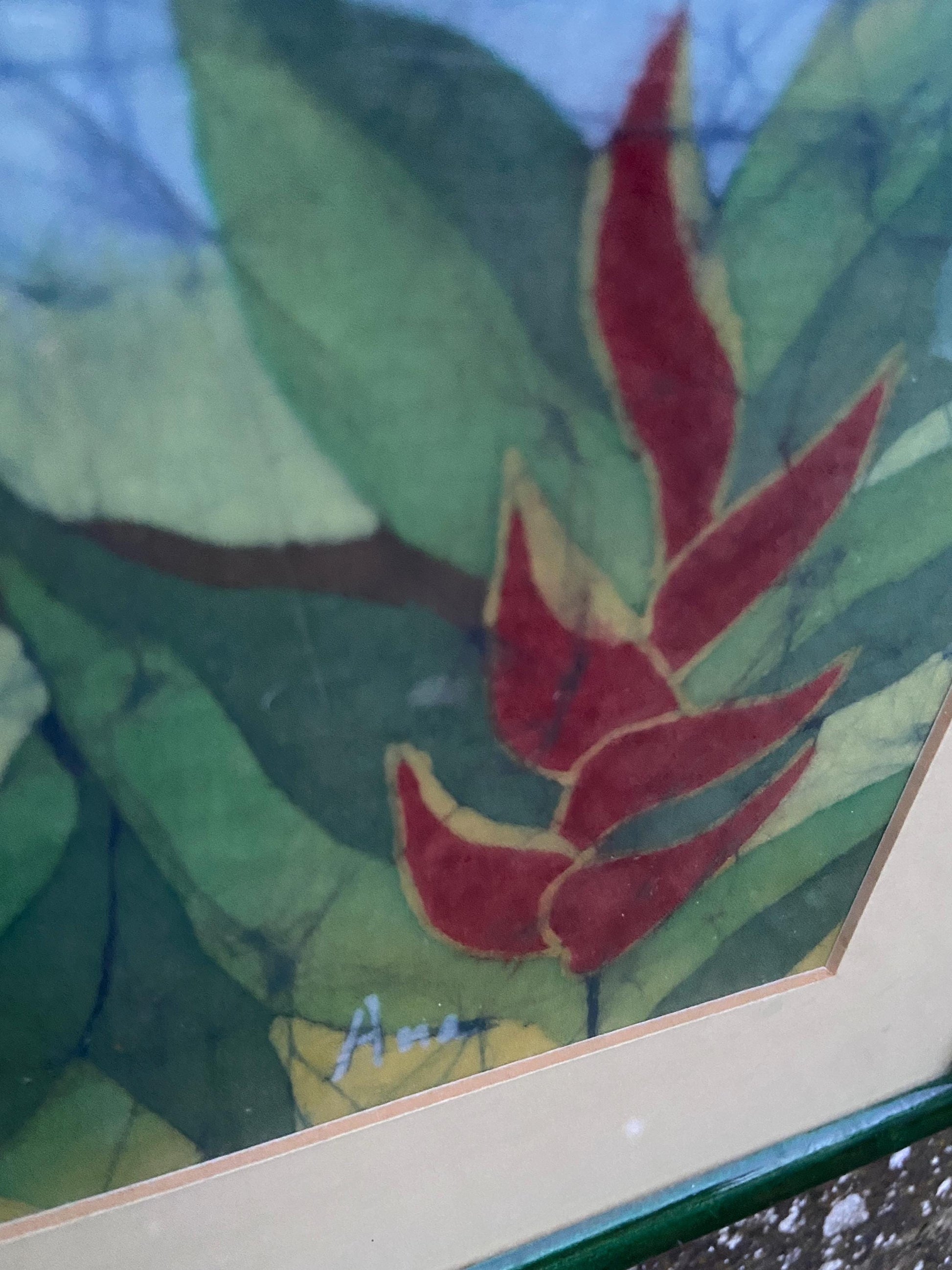 Vintage Batik Painting of a Toucan, in a glazed frame – Paradise Colours