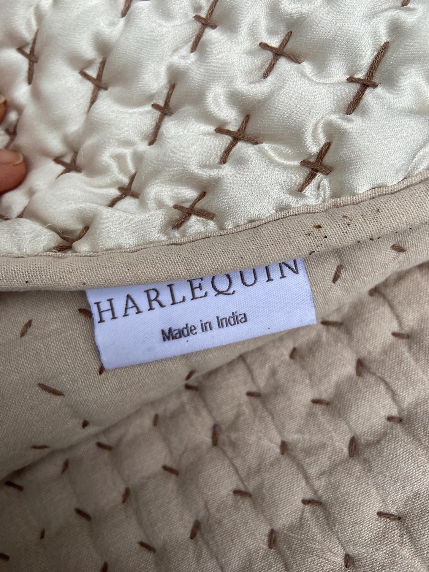 Vintage Boho Chic Indian Bed Cover or Throw - Beige, cream and Brown. Cotton and Satin like material. Very Boho Chic. Size :