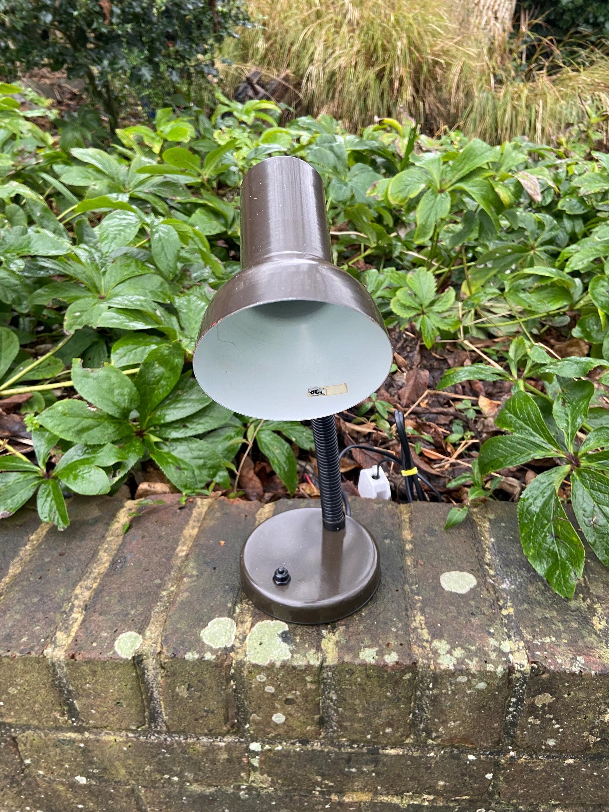 Vintage brown adjustable desk lamp - very 1980s, late retro - working condition