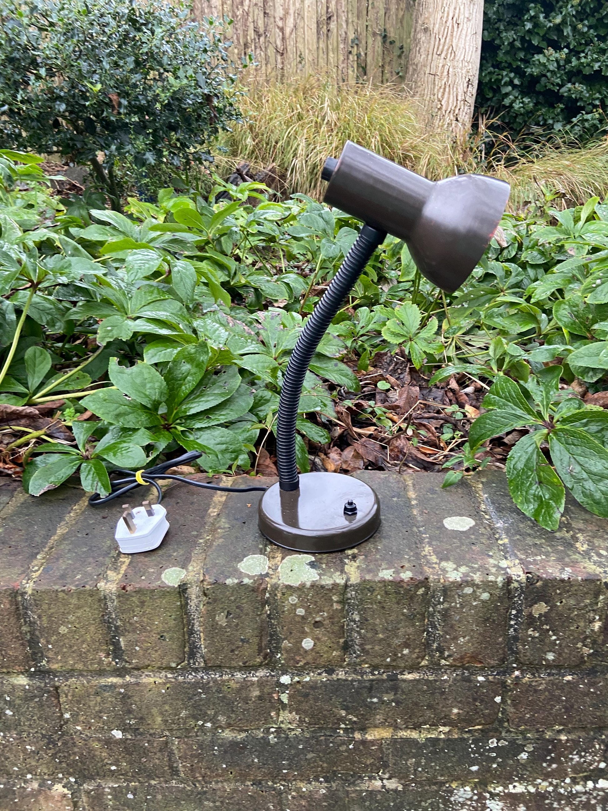 Vintage brown adjustable desk lamp - very 1980s, late retro - working condition