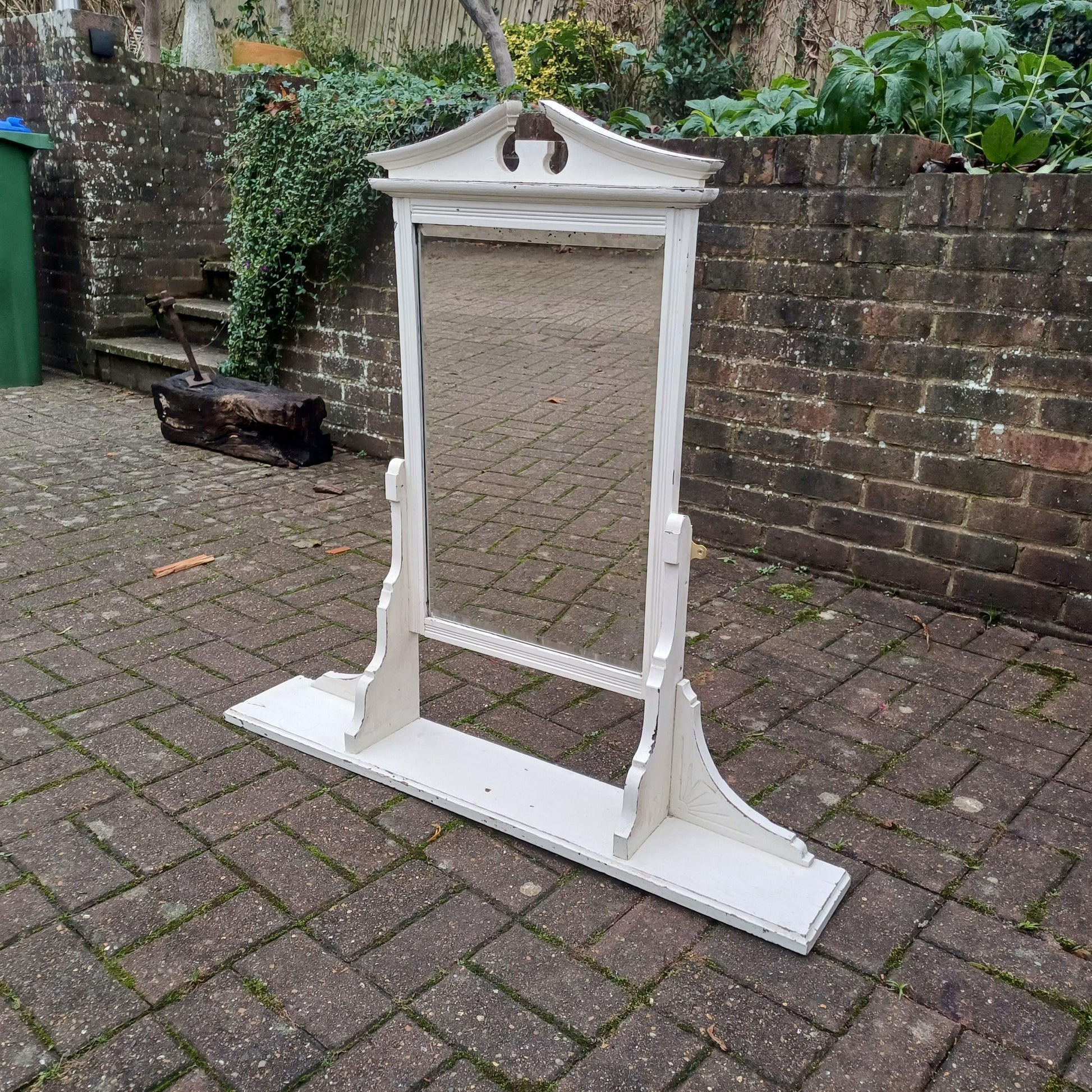 Superb Large Victorian Vintage Painted Walnut Decorative Mirror with Shelf. FREE HAND Delivery.