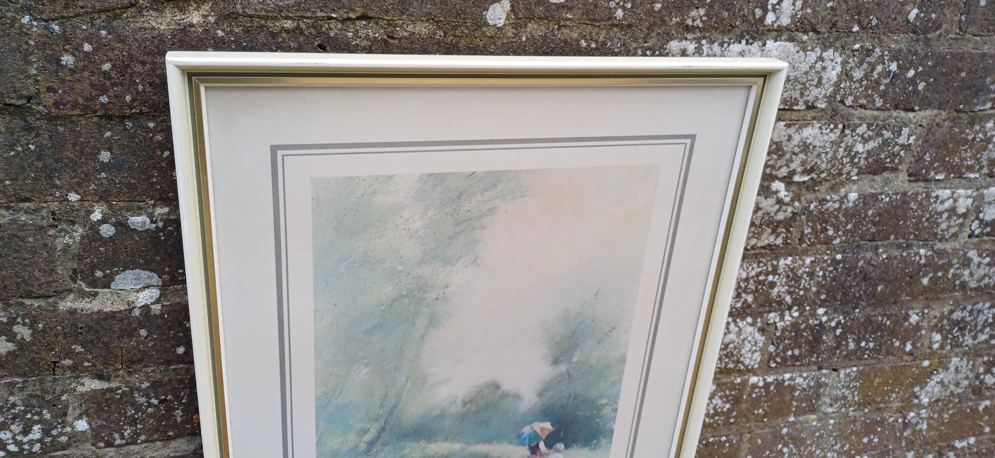 Spring Showers Print by Adolf Sehring, 1980s print in gorgeous vintage quality glazed frame (49.5cm x 60cm)