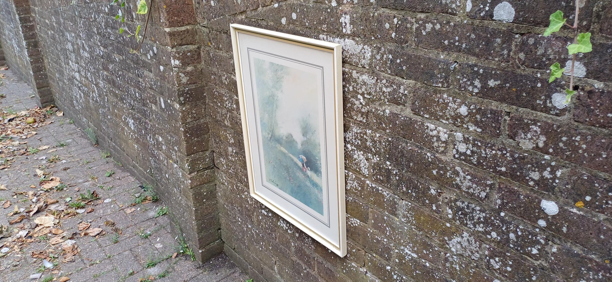 Spring Showers Print by Adolf Sehring, 1980s print in gorgeous vintage quality glazed frame (49.5cm x 60cm)