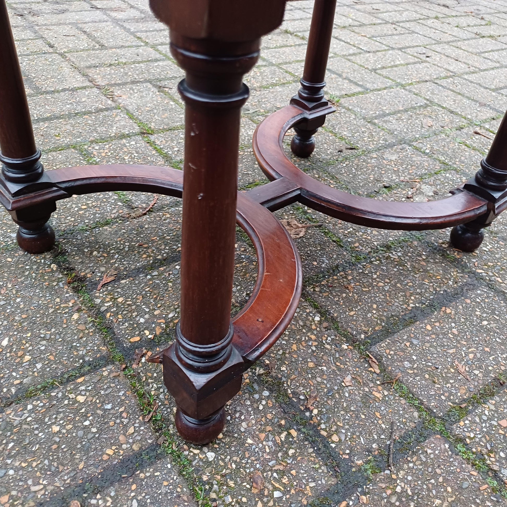 Charming Ornate Vintage Newly Upholstered Decorative Stool. X Stretchers.