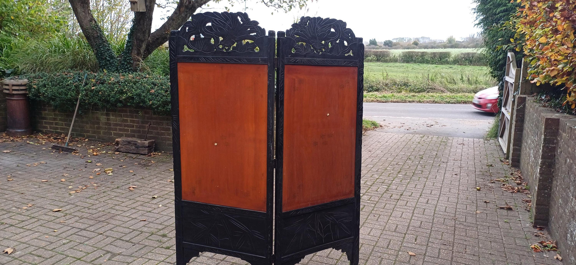 Antique Shibayama Japanese Folding Dressing Privacy Screen, Japanese vintage room divider. FREE HAND Delivery.