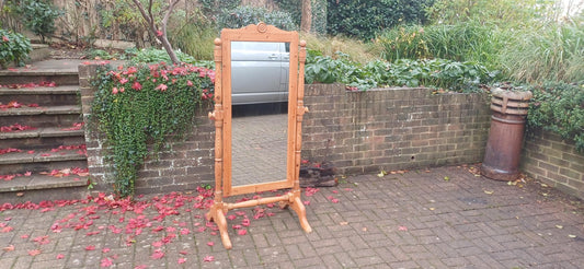Huge Imposing Vintage Solid Pine Cheval Full Length Mirror Polished Finish FREE HAND Delivery