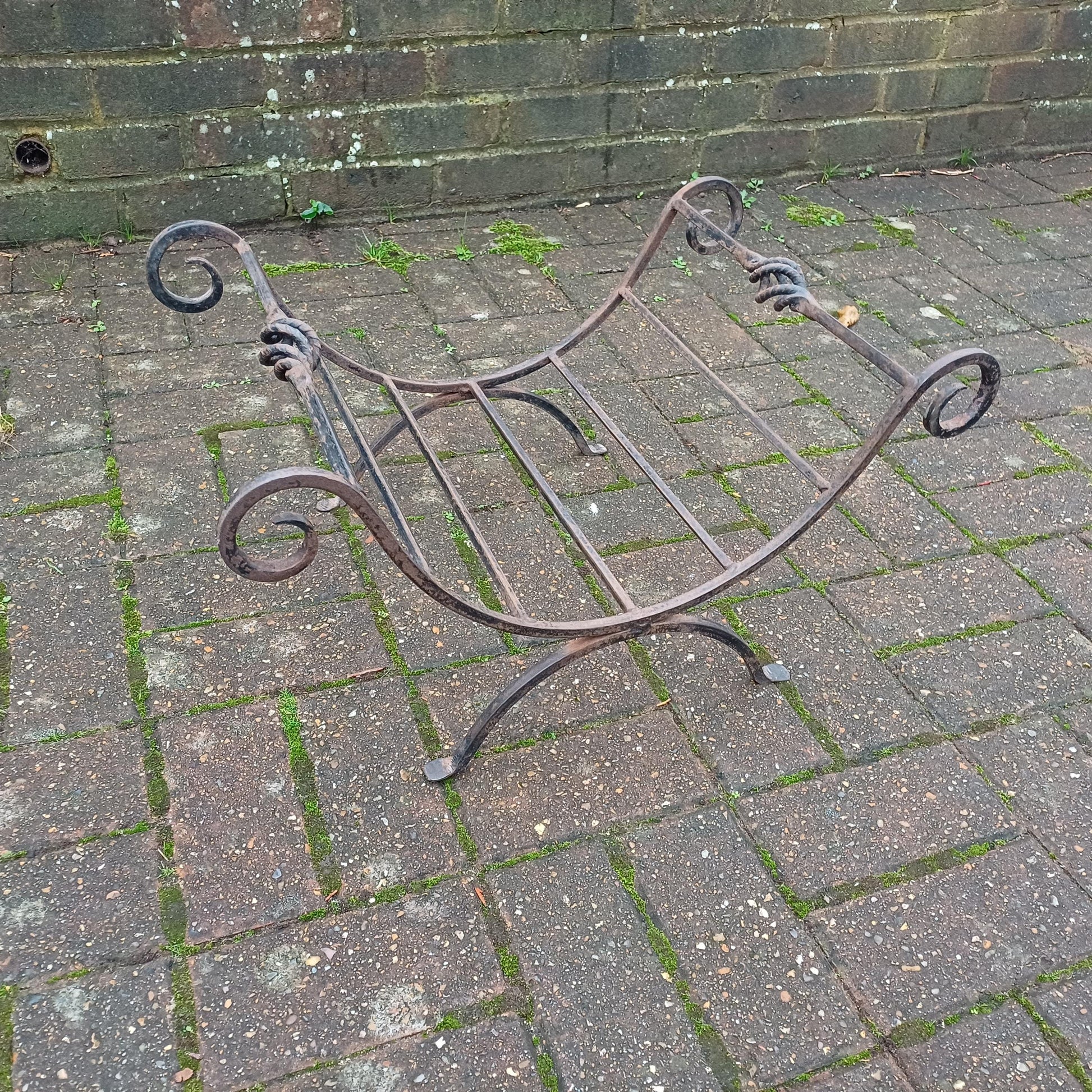 Beautiful Vintage Iron or Steel Metal Fire Basket Delightful Age Worn Finish.