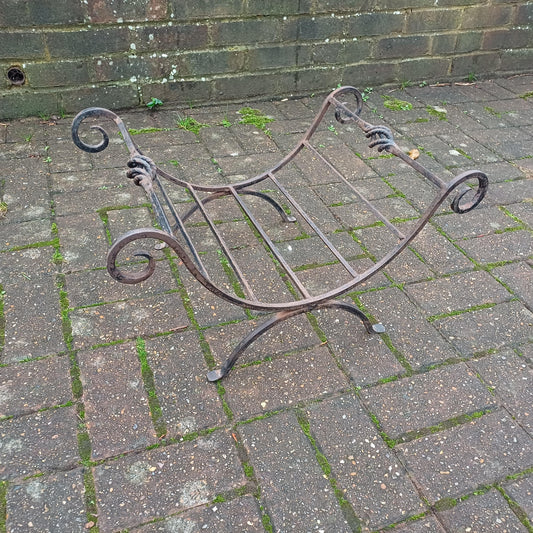 Beautiful Vintage Iron or Steel Metal Fire Basket Delightful Age Worn Finish.