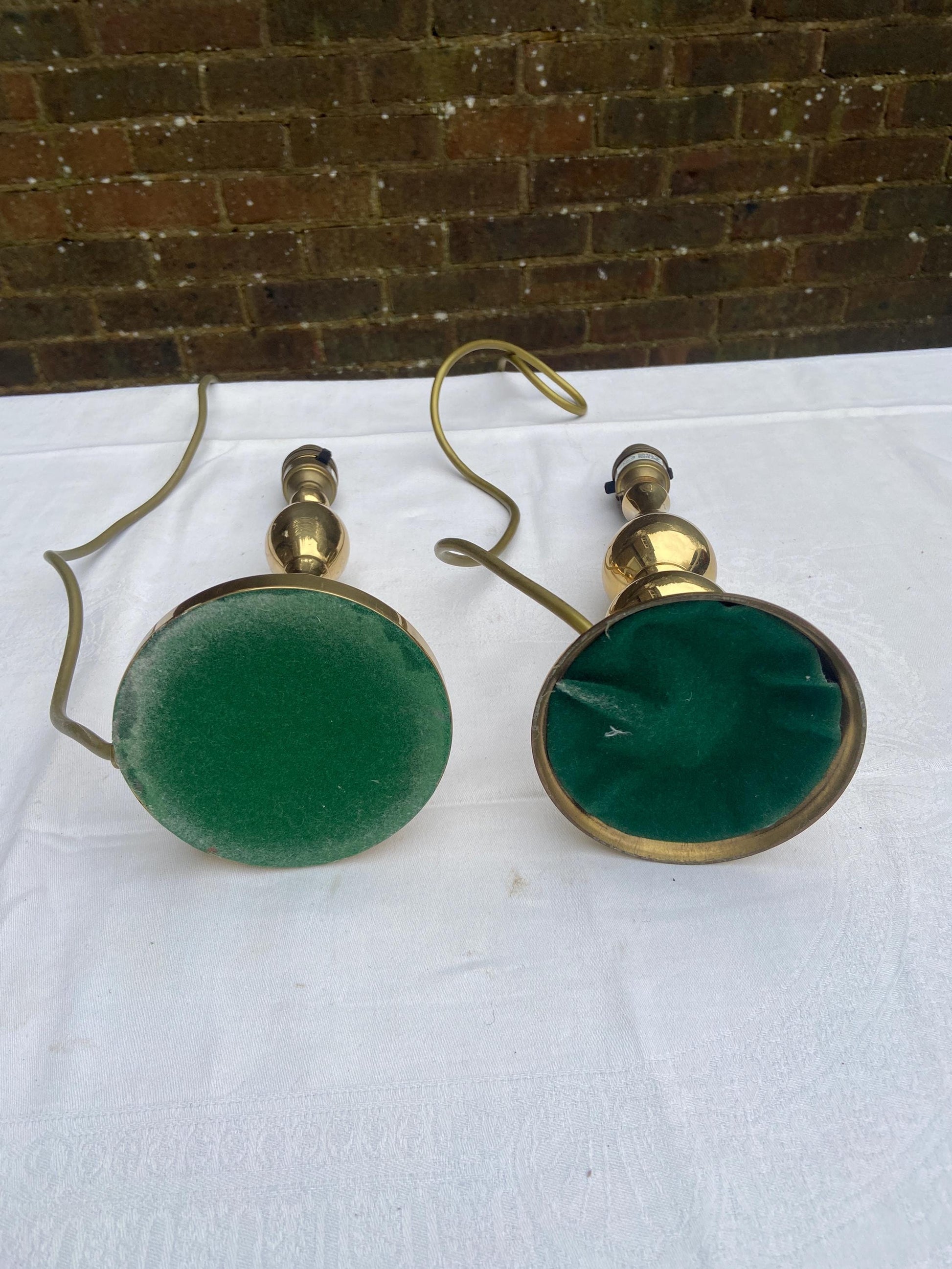 Two matching 1980s vintage brass table lamps - lovely shape, great size