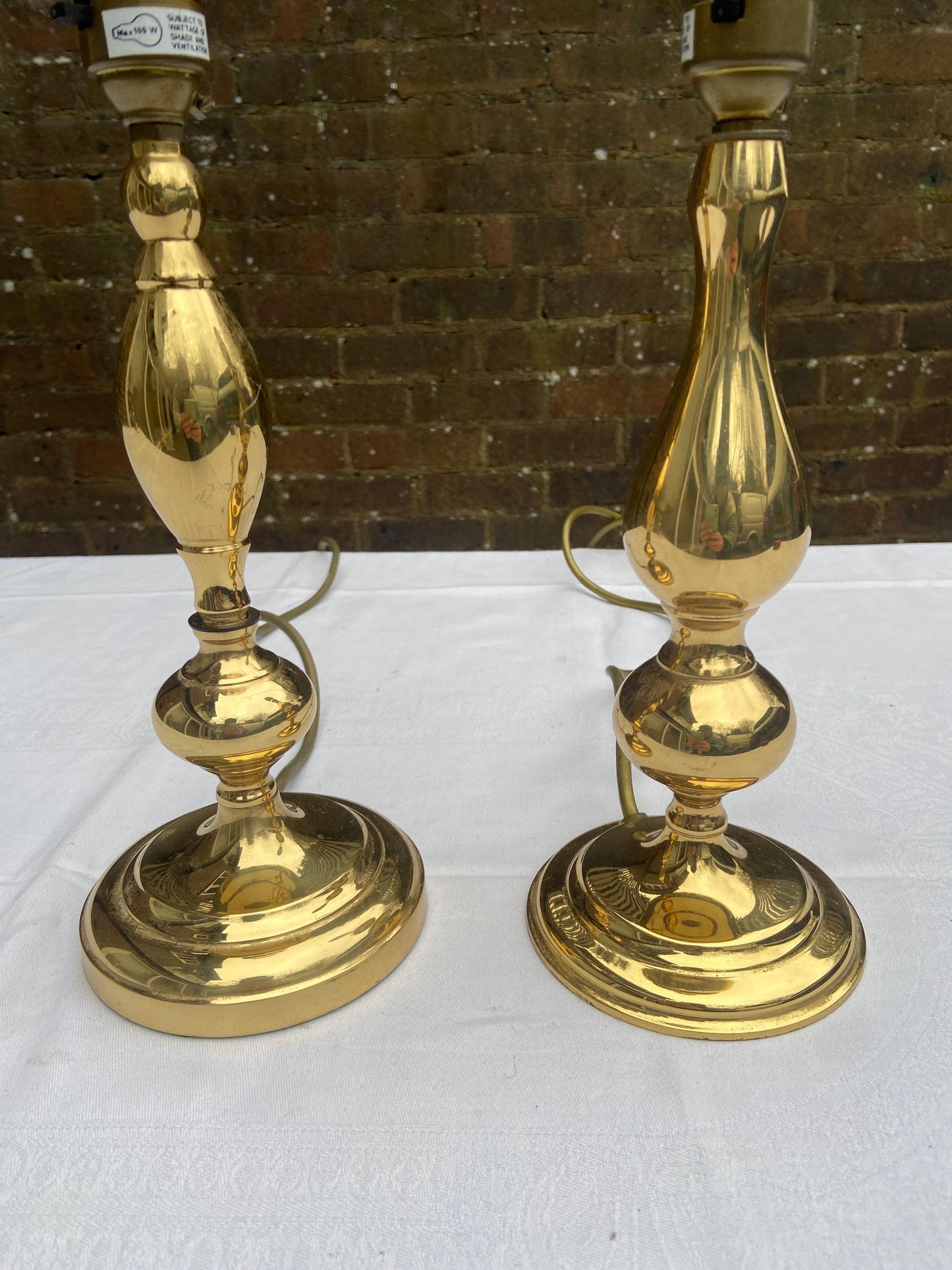 Two matching 1980s vintage brass table lamps - lovely shape, great size