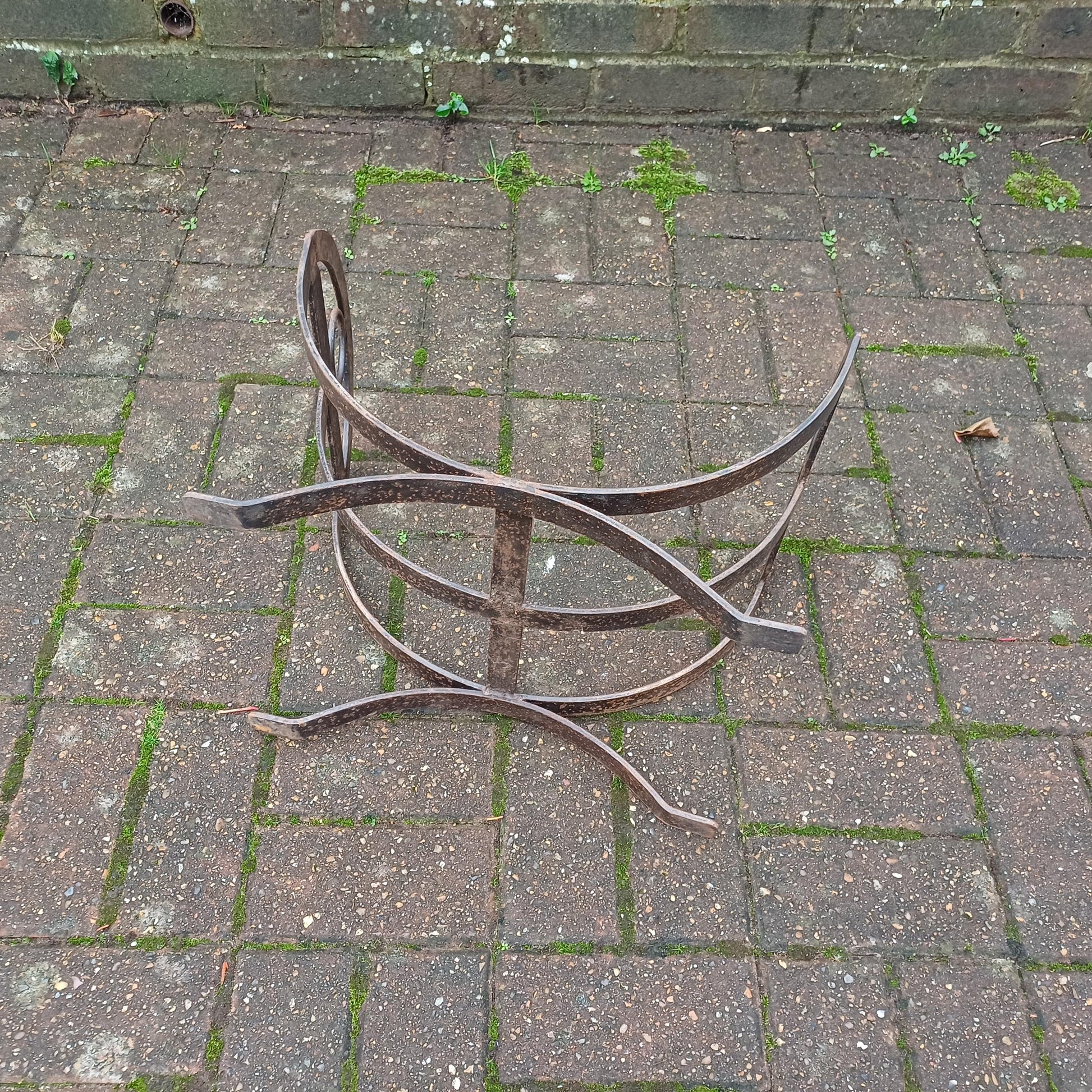 Beautiful Vintage Iron or Steel Metal Fire Basket Delightful Age Worn Finish.