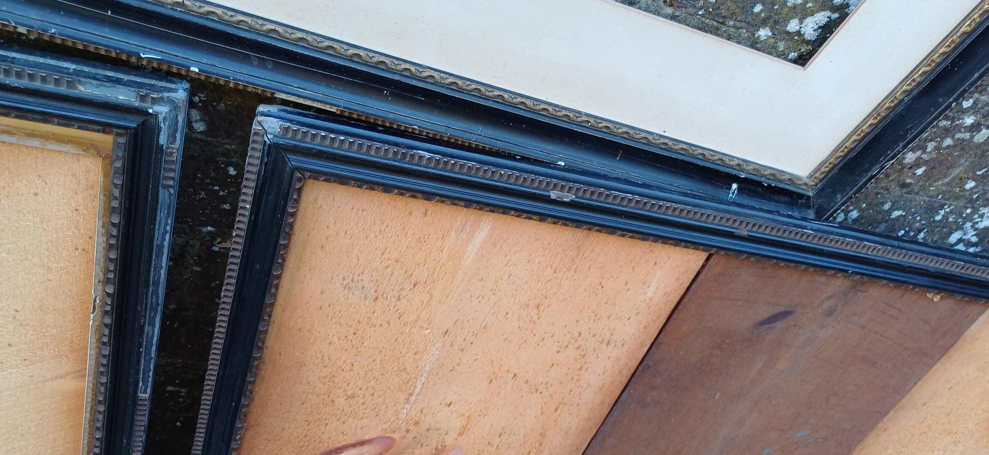 A Rare Opportunity to Buy 3 Huge Vintage Black and Gold 1920s Picture Frames.