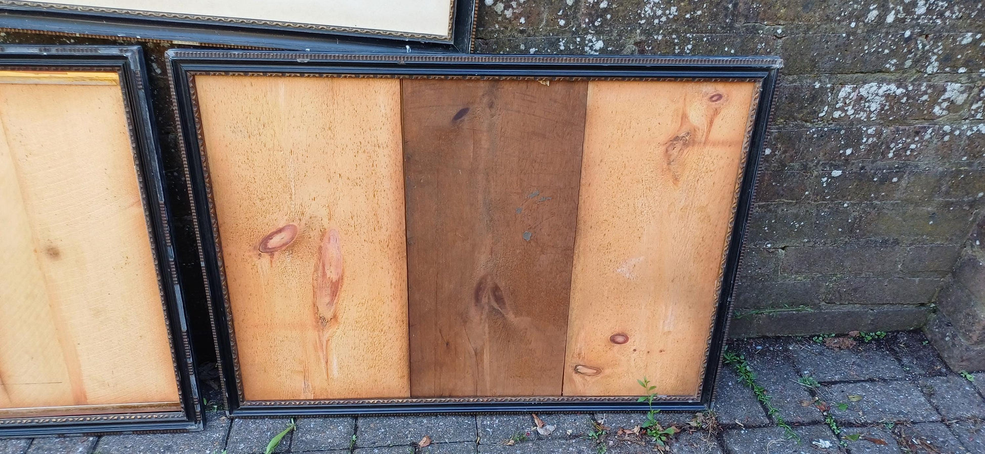 A Rare Opportunity to Buy 3 Huge Vintage Black and Gold 1920s Picture Frames.