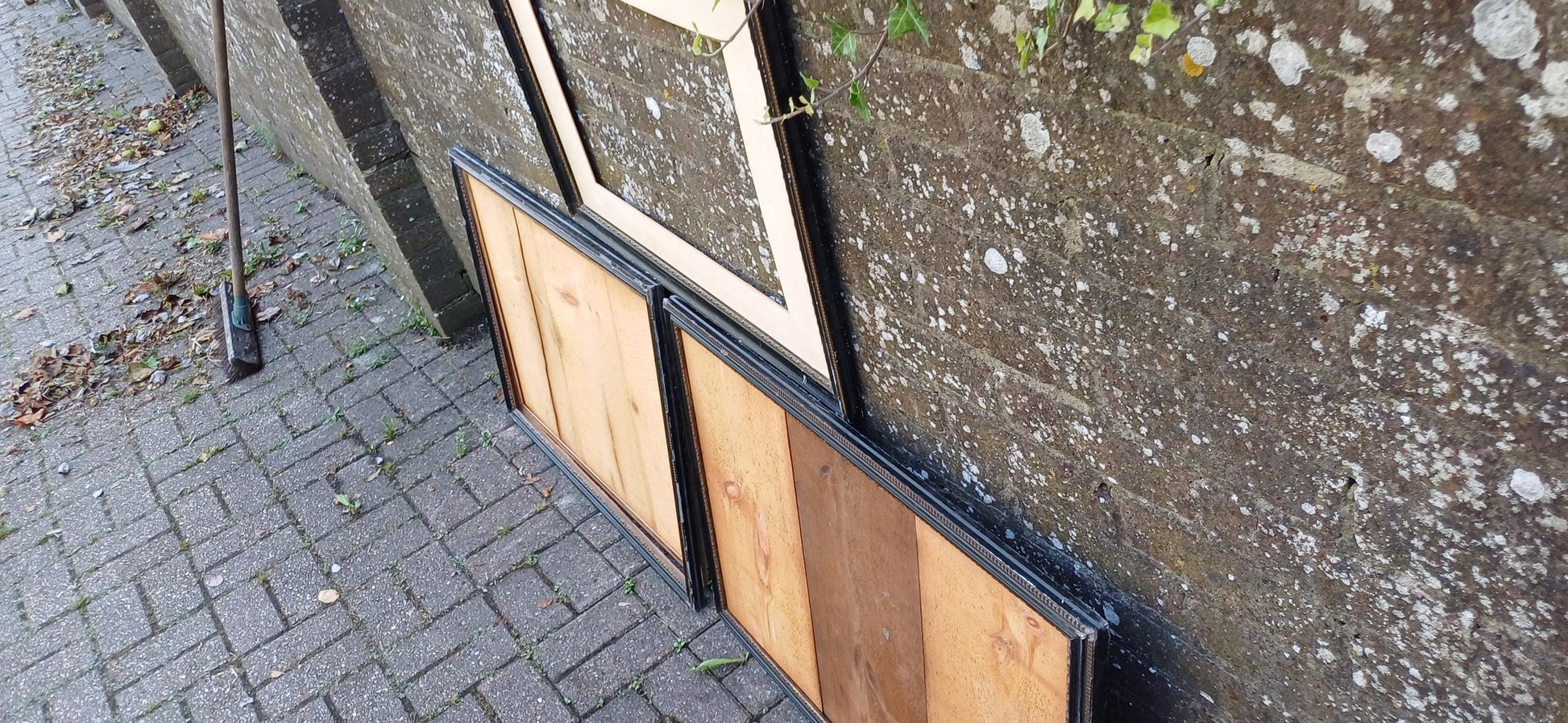 A Rare Opportunity to Buy 3 Huge Vintage Black and Gold 1920s Picture Frames.