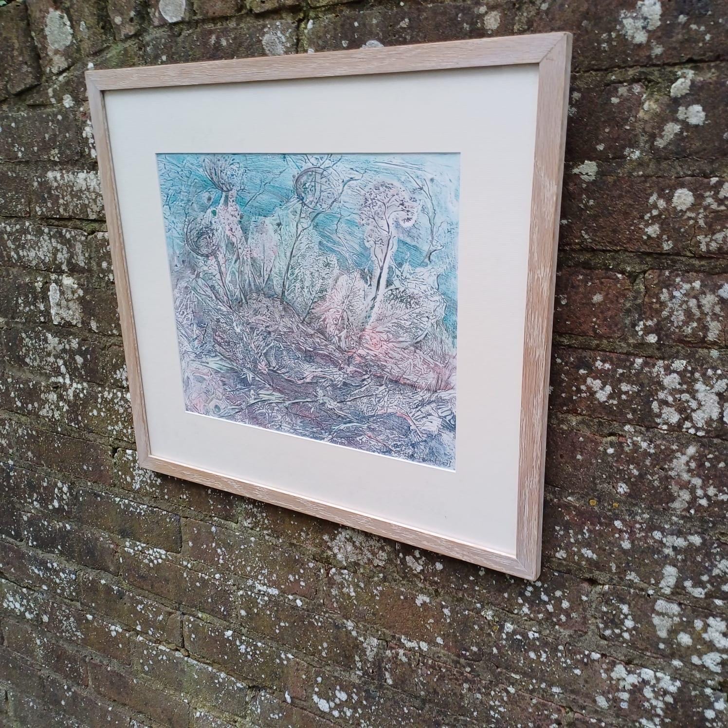 Old Mistletoe Wood" Mixed Media on Colourgraph paper in glazed professional frame - original artwork by Dorothea Huntrods