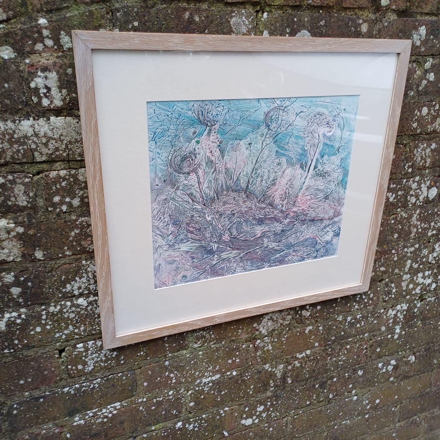 Old Mistletoe Wood" Mixed Media on Colourgraph paper in glazed professional frame - original artwork by Dorothea Huntrods