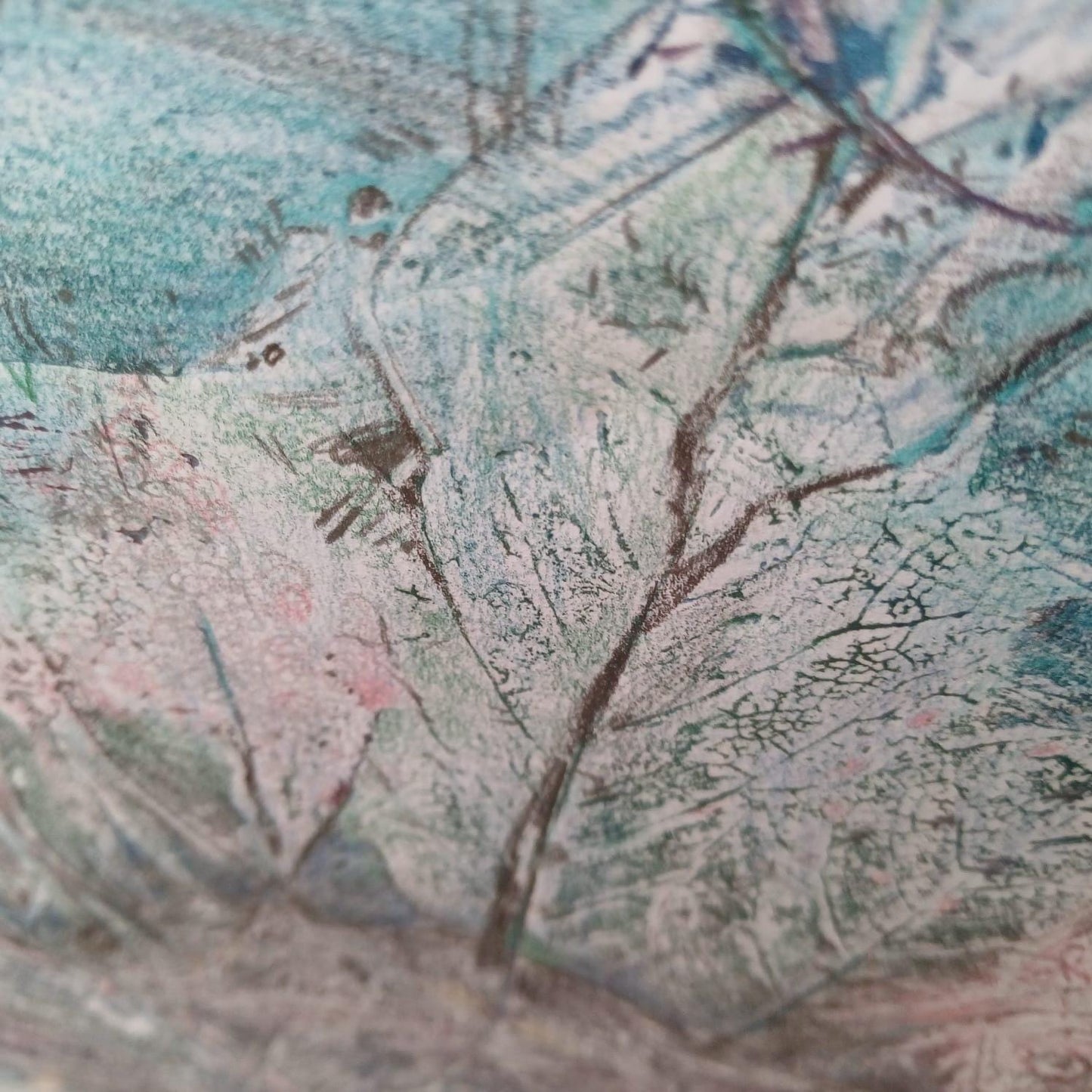 Old Mistletoe Wood" Mixed Media on Colourgraph paper in glazed professional frame - original artwork by Dorothea Huntrods