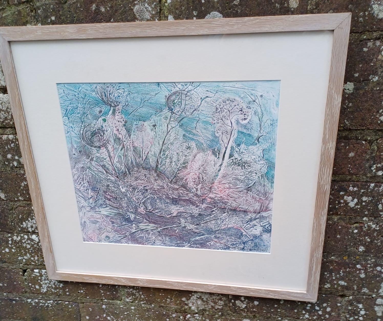 original vintage mixed media painting. original vintage painting by dorothea huntrods. Mistletoe Wood