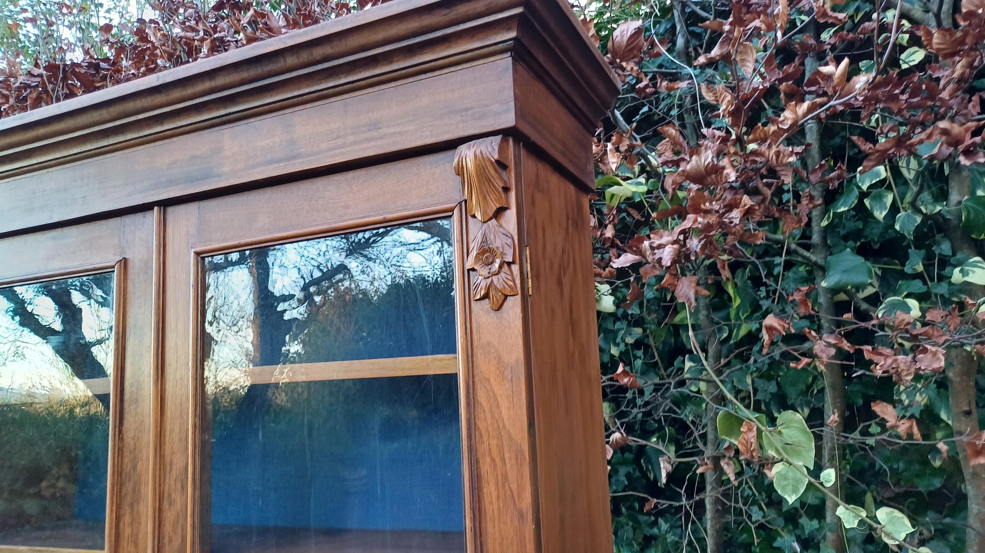 Vintage Stripped Walnut Restored Glazed Dresser Armoire Adjustable Shelves Kitchen Living Room Cupboard FREE HAND Delivery
