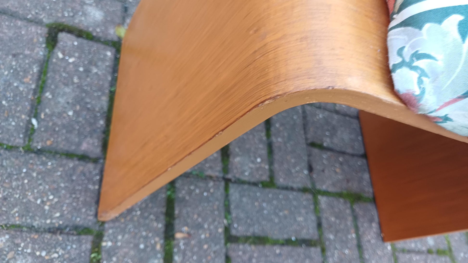 Vinatge Retro 70s Bentwood Stool General Use Dressing Table Flower Fabric and Oak Effect.