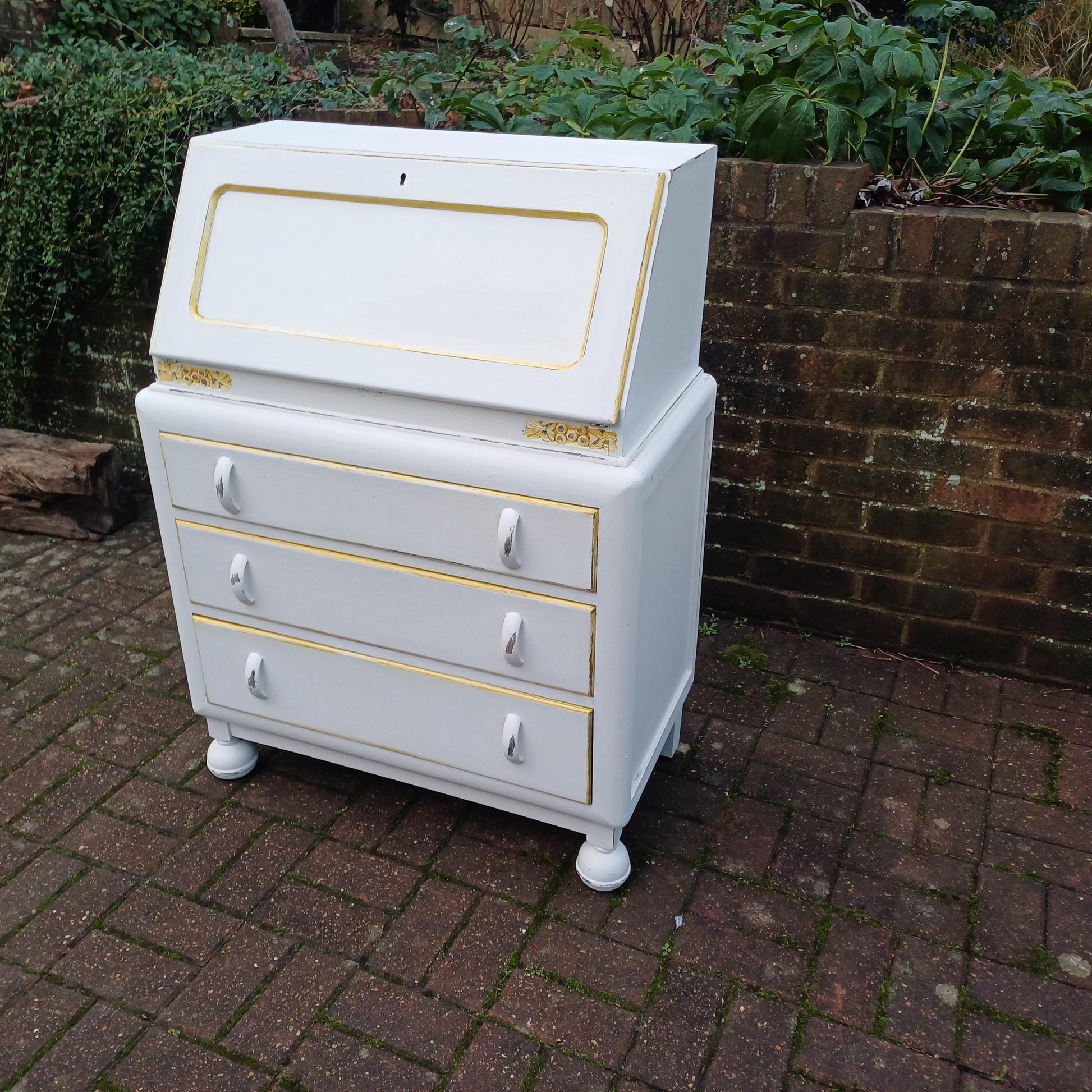 Vintage Retro Style Painted Bureau in Farrow and Ball Desk Chest of Drawers. Restored and Hand Finished FREE HAND Delivery