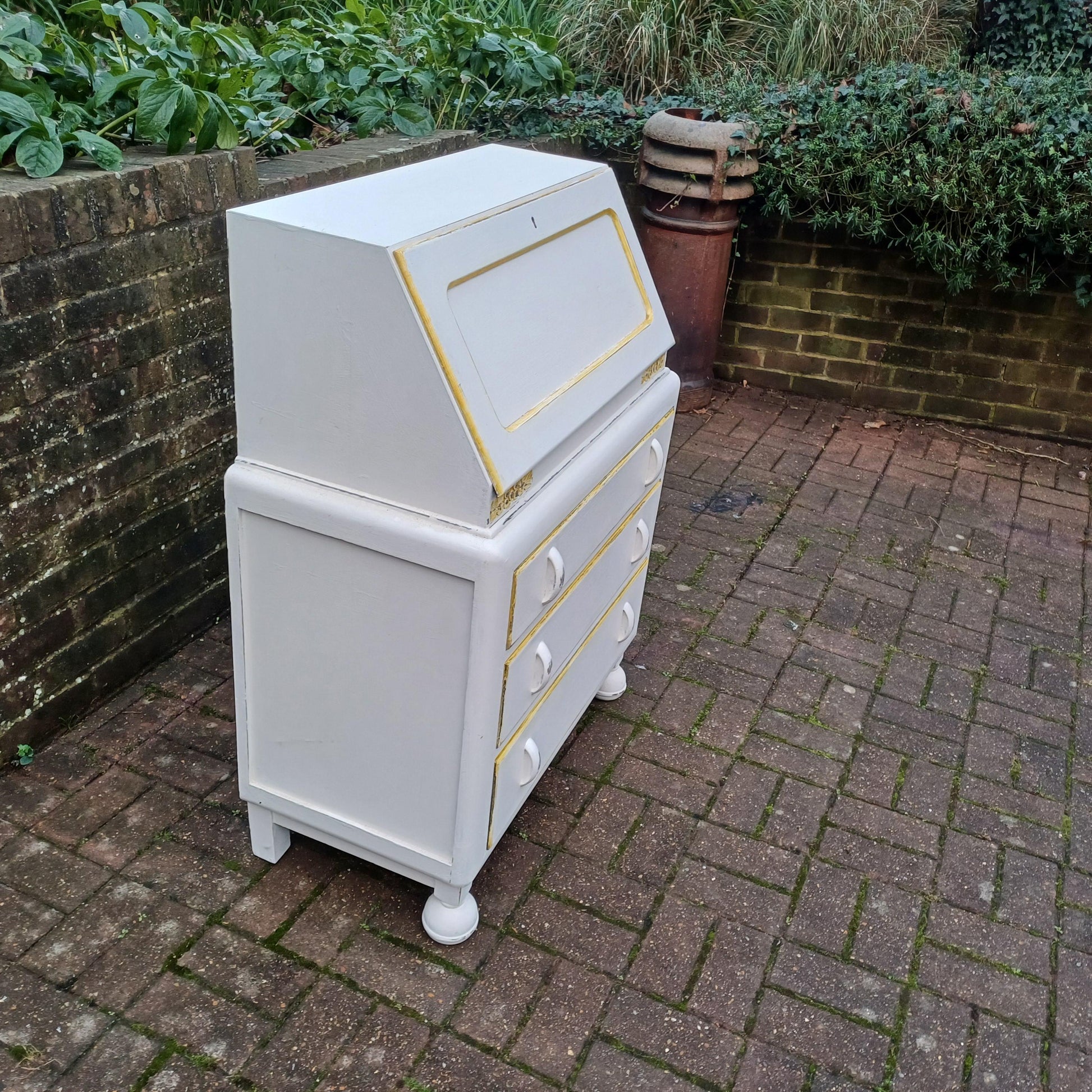 Vintage Retro Style Painted Bureau in Farrow and Ball Desk Chest of Drawers. Restored and Hand Finished FREE HAND Delivery